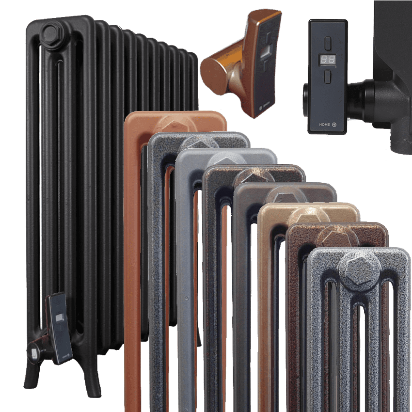 Electric 4 Column Classic Cast Iron Radiators 750mm Powder Coated