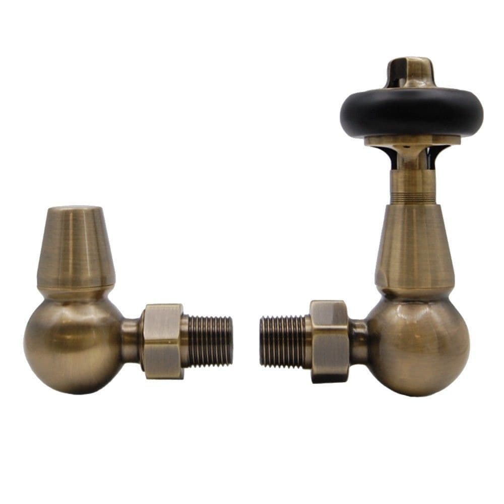 Yor Rariatoo York Thermostatic Corner Radiator Valve - Antique Brass – Cast Iron ...