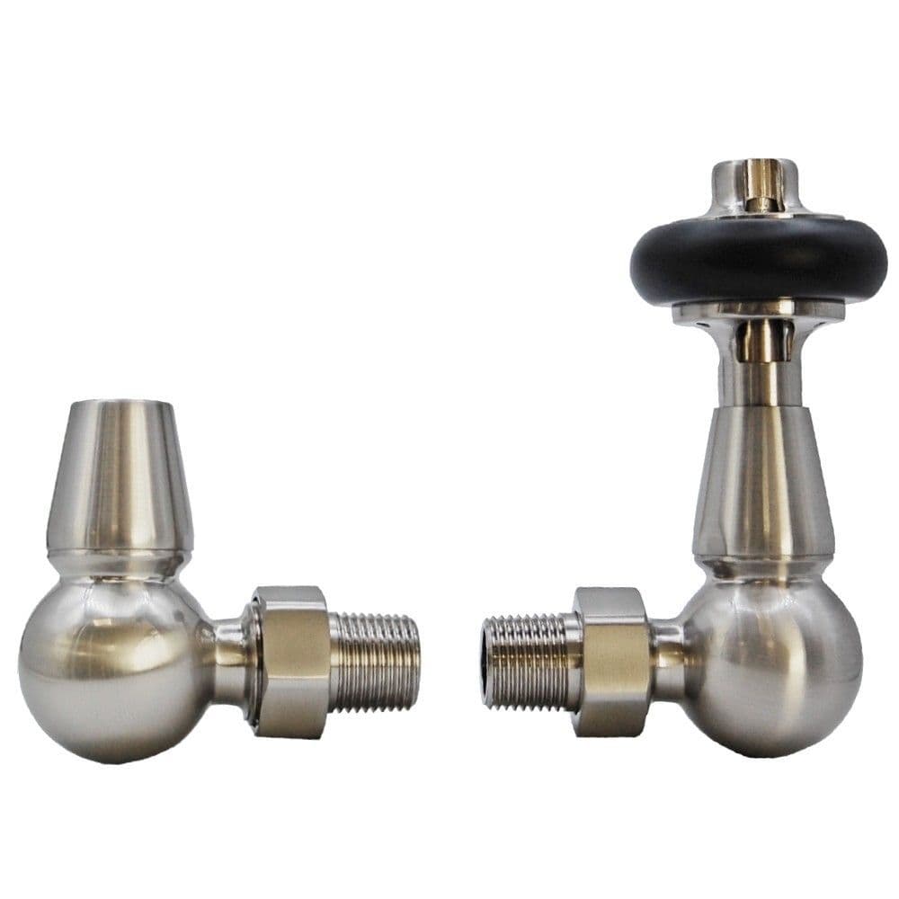 York Thermostatic Corner Radiator Valve - Satin Nickel – Cast Iron ...