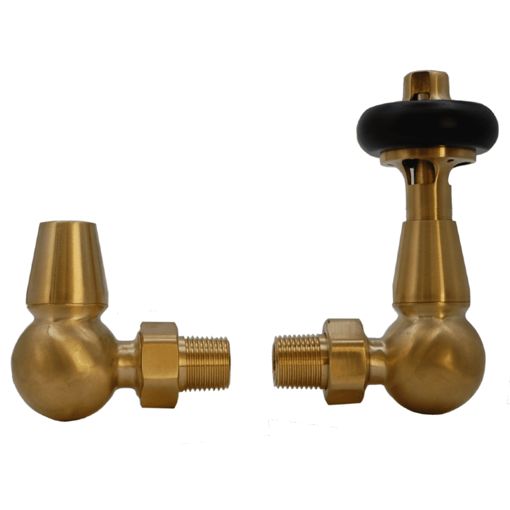 Yor Rariatoo York Thermostatic Corner Radiator Valve - Unlacquered Brass – Cast Iron ...